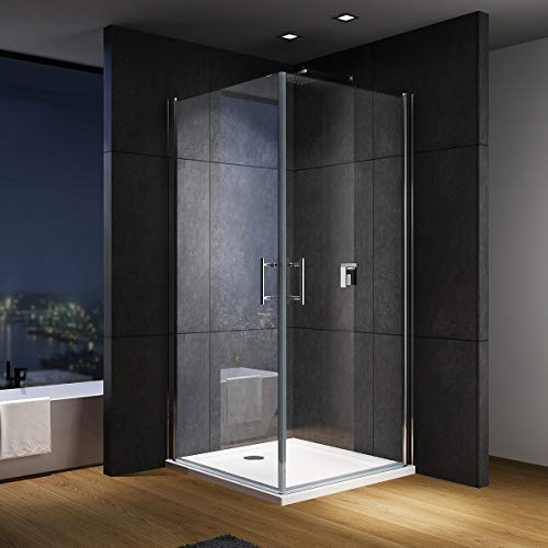 IMPTS Duschkabine Eckeinstieg 70x90x195cm Doppelt Duschtür Schwingtüre Duschabtrennung Duschwand aus 6mm ESG Sicherheitsglas Höhe,OHNE Duschwanne