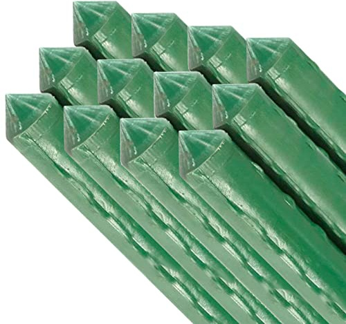 Tradineur - Pack de 12 tutores de Acero plastificado para Plantas de Ø 1,60 x 180 cm, Ideal para el Cuidado del jardín. Varillas para el Cuidado de Plantas y arboles (Color Verde)