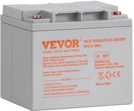 VEVOR Deep Cycle Battery, 12V 40AH, AGM Marine Rechargeable Battery, High Self-Discharge Rate 400A Discharge Current for Mobility Scooters Electric Wheelchairs Go-Karts e-Bikes