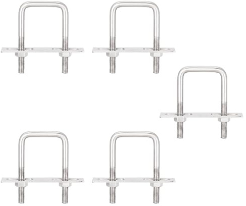 duoyif U-bultar M6 40 x 80 mm 5 uppsättningar U bultar kvadratiska rostfritt stål | M6 U-bygel, U-skruvar med mutter ramplatta, U-bultar för rörfäste bil bogsering