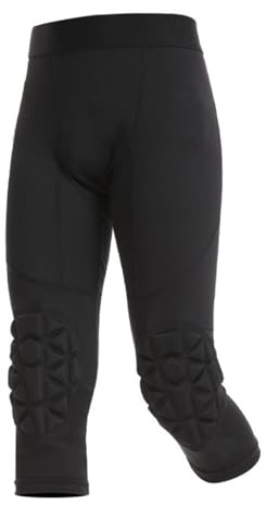 Hovershoes Pantalons De Compression 3/4 pour Jeunes Garçons avec Genouillères Leggings Rembourrés Collants Athlétiques De Basketball Capri pour L'entraînement Sportif