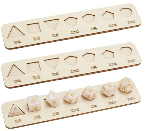 BENECREAT 3 Vassoio Dadi Legno, Vassoio Espositivo, Portadadi Bianco Antico - Espositore per Dadi Poliedrici, Giochi Dungeons & Dragons