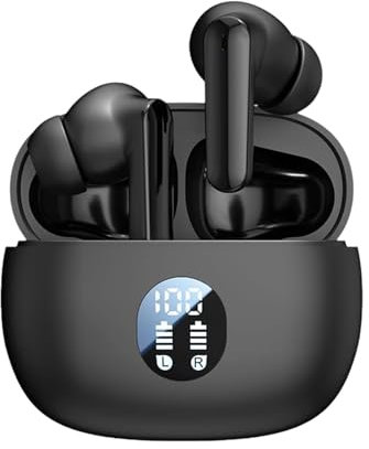 Zqkimzi Ergonomic Fit Earbuds, Wireless Workout Headphones, Portable Earbuds, Running Headphones with LED Display, Comfort Fit Sports Earbuds, Stereo Earphones, Active