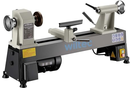 Wiltec Drechselbank 370 W mit variabler Drehzahl 600-2800 U/min, Drechselmaschine mit Planscheibe, Drehbank für Holz bis 457 mm Länge
