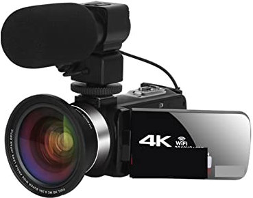Digitalkamera, Fullständig 4K UHD digitalkamera Streamingkamera 4K Vlog-videokamera 18X 48MP digital videoinspelare webbkamera Time Lapse för tonåringar, nybörjare, vuxna(64G SD Card,With Lens MIC)