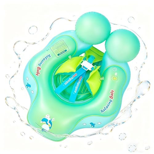Flotador Bebe con Asiento para 3 a 12 meses,Azul Asiento Seguridad y Respaldo,Flotador Inflable para Bebé,Piscina para Bebés,Anillo Natación de Entrenamiento Bebés 1 Años