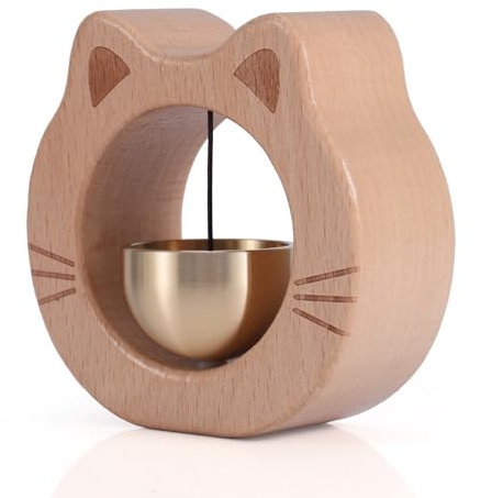 Gosknor Campanello per Negozianti, Campanello Magnetico a Forma di Gatto in Legno Decorazione Porta d'Ingresso Aziendale Casa Giardino Regalo Unico per Inaugurazione della Casa