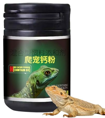 Reptilkalciumpulver – kompletteringsfoder, utan tillsatser | naturligt D3-kalcium med mätsked för benförstärkning av geckos, s, bartagamn, amfibier och terrariedjur