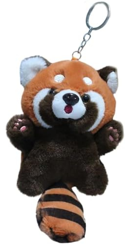 Zghhc Portachiavi di Peluche a Forma di Procione, Ciondolo per Zaino a Forma di Panda Rosso, Simpatico Portachiavi per Auto, Morbido Ciondolo a Forma di Animale, Decorazione Appendere allo Zaino.