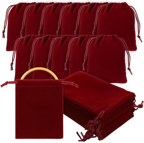 20 Stück Samtsäckchen Samtbeutel Schmuckbeutel Mit Kordelzug Burgunderrot Klein Geschenkverpackung Schmucksäckchen Mini Beutel Geschenksäckchen für Schmuck Armbändern Ringe Hochzeit Geburtstag
