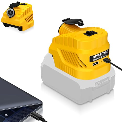 YNDZ 20V to 12V Step Down Converter Compatible with Dewalt 20V Battery, DC 12V 20A 240W Buck Regulator with Cigarette Lighter Socket & USB A/C Ports, Power Supply for Car Refrigerator Golf Cart