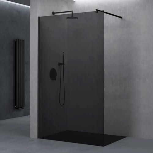 doporro Luxus Duschwand für Dusche Duschabtrennung Walk-In Dusche 8mm ESG-Sicherheitsglas vollgrau inkl. Nanobeschichtung Bremen01VG