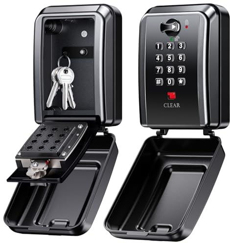 Mohard Caja de Seguridad para Llaves, Caja Llaves Pared con Combinación 12 Dígitos, Gran Capacidad & Impermeable Caja Fuerte Llaves Exterior con Código Resttable para Hogar Garaje Escuela Oficina