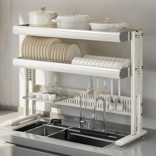 Diskbänksavlopp, stor dränering, diskbänkskiva, köksorganisatör, dränering för tallrikar, skålar och bestick (dubbelskiktad, 63 cm)