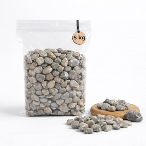 Gránulos decorativos de color gris claro, diámetro de 8-16 mm, sin polvo, 5 kg, pequeñas piedras decorativas como decoración de colores