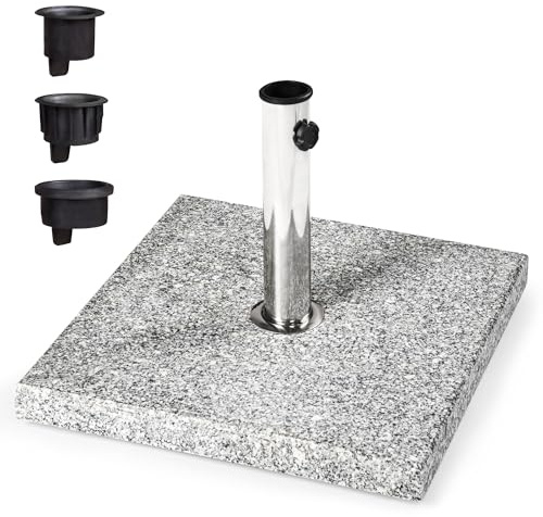 paramondo Base Paragüero de Granito para Sombrilla, Cuadrada, 48 x 48 cm, con Adaptadores, para Sombrillas Medianas