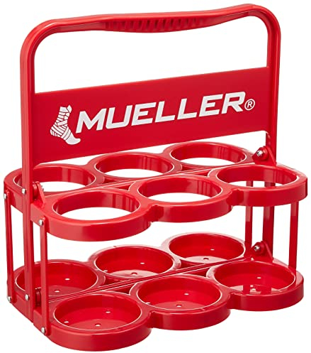 Mueller Bottle Carrier, Wasserflaschenträger für 6 Flaschen, klappbar, rot