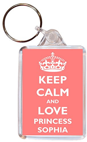 Keep Calm and Love Princess Sophia - Double Sided Large Keyring Gift/Present Girl/Girls Name Tag Souvenir
