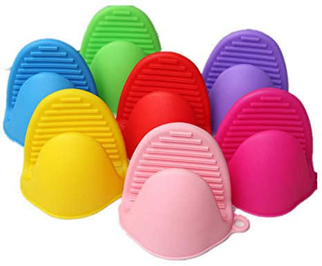 Freessom 2pcs Gants de Cuisine en Silicone Four Antichaleur Antidérapant Resistant Professionnel Pizza Barbecue Cuisson Micro-Ondes Maniques Rose