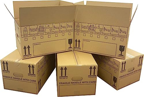 10 Strong Cardboard Moving Packing Storage House Boxes | 47cm x 31.5cm x 27cm 44 Litres
