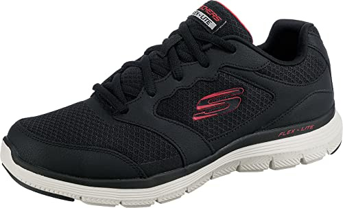 Skechers Men's Flex Advantage 4.0 Sneaker, Black Leather Mesh Pu Black Trim, 6