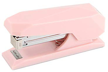Desk Stapler Cute Pink Spring Powered Staplers No-Jam Desktop Executive Stapling Tool with Non-Slip Base 20 Sheets Capacity Diamond Shape Office School Supplies (Pink)