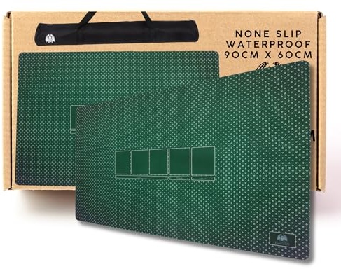 Texas Holdem Poker Mat - Premium Professional Grade Neoprene 90cm x 60cm Poker Table Top - Water Resistant Poker Table Cloth - Texas Hold em Poker Mat for Table with Carry Case - Poker Game Green Felt