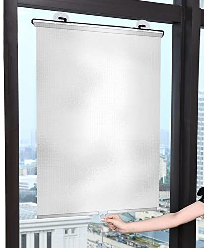 FENGSHOUU Suction Cup Blackout Roller Blinds,Punch-free Retractable Balcony Sun Shade,Sunscreen Insulation Shading Curtain Window Blind Kitchen Office Car Privacy Screen (W40xH125cm(16x49in),Silver2)