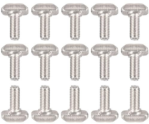 Bulloni scorrevoli M6 x 16 mm con scanalatura a T, in acciaio al carbonio, vite a testa a martello a T, vite scorrevole a forma di T per profilo in alluminio serie 30, 25 pezzi