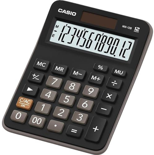 MX-12B-W4-DC - Calculadora de Escritorio de 12 dígitos, Color Negro Casio