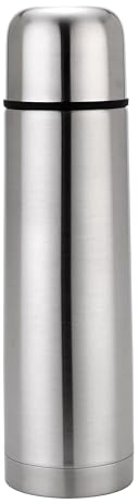 Bargain Factory Water Flask, Double Walled Vacuum Insulated Flask 1l, Leakproof 24 Hours Hot and Cold Water Bottle, Durable Stainless-Steel Interior and Exterior, Silver
