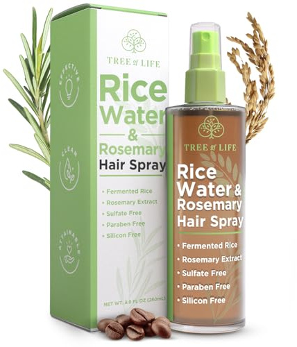 Tree of Life Beauty Rice Water Hair Spray Rosemary Water Spray for Hair Growth (8.8 fl oz) - Hair Thickening Fermented Rice, Caffeine, Rosemary Extract, Biotin, Keratin and Castor Oil Scalp Care