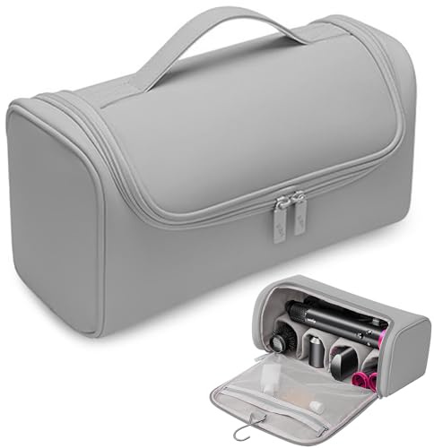 Linpr Custodia da Viaggio Impermeabile Compatibile con Airwrap/Supersonic - Organizer Portatile con Gancio per Arricciacapelli, Accessori e Styler - Borsa Multitasche Protettiva (Grigio)