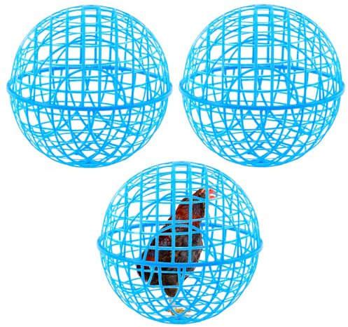 AceOrbit 3 Pack Rolling Chicken Ball Cage, 2026 Mobile Mesh Poultry Coop Ball for Free Range, Safety Globe Hutch for Chicks, Ducklings & Small Pets Outdoor Exercise and Roaming(18.9 Inch,Blue)