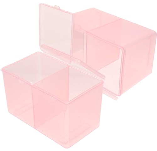 iplusmile 2 pezzi Contenitore Trasparente per Dischetti di Cotone e Bastoncini Scatola Cosmetici Pratica e Resistente Organizer Trucco Rosa per Bagno e Tavolo