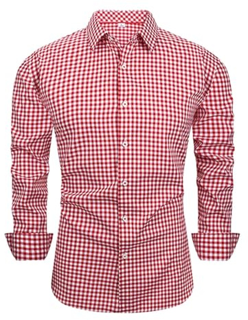 Generiska kostymskjortor för män, basic, andas, rutig skjorta, normal passform, ståkrage, traditionell skjorta, 4XL, bomull, rutig skjorta, traditionell skjorta, traditionell skjorta, enfärgad smal