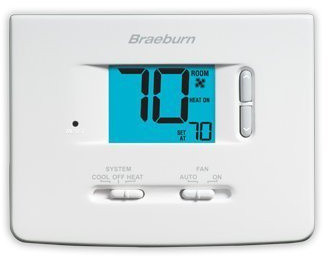 Braeburn 1020NC Thermostat, Builder Series Non-Programmable, Single Stage Heat/Cool Conventional or Heat Pump w/Large Display by Braeburn