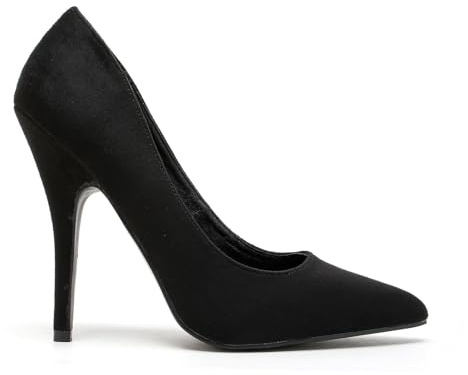 Gizelle Women Stiletto High Heel Pointed Pumps Ladies Party Clubbing Work Court Shoes Size 3-12 (6 UK, Black Suede)