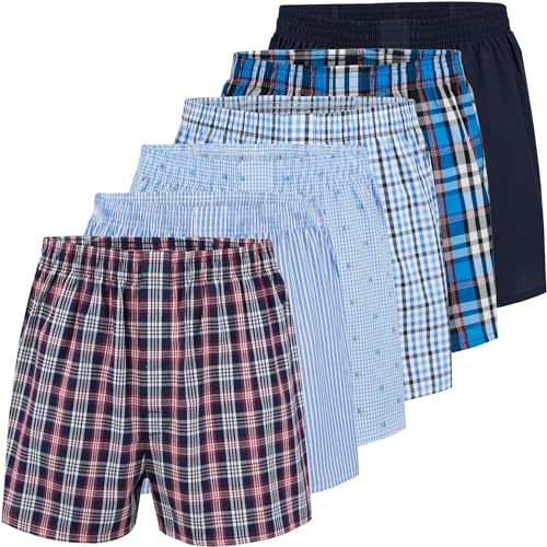 City Life 6er Pack Herren Boxershorts 100% Baumwolle - Atmungsaktive Webboxer, bequem & trocknergeeignet, S-4XL, Farbe:Mehrfarbig (Business Multicolour 2), Grösse:3XL