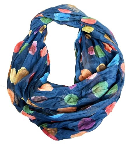 JameStyle26 Farbverlauf Dots Seide Sommer Loop Verlauf Regenbogen Rainbow Silk Uni Rundschal Schlauchschal Stola Schal leicht (Blau)