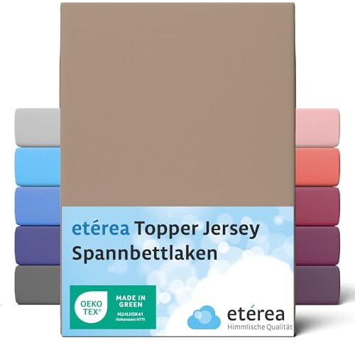 etérea Jersey Topper Spannbettlaken 120x200-120x220 cm Taupe für 5-10 cm Steghöhe 100% Baumwolle - Oekotex Spannbetttuch Matratzen Bett Bezug - Bettlaken 120x200cm - 120x220cm Braun
