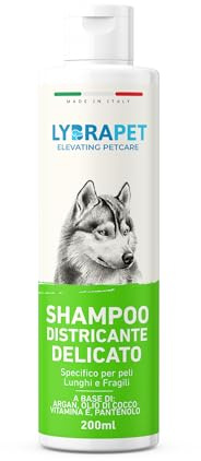 Shampoo Districante Delicato per Cani e Gatti all'Argan, Olio di Cocco, Vitamina E, Pantenolo - Non Irrita - Per Cuccioli e Adulti A Pelo Lungo - Prodotto Professionale Made in Italy