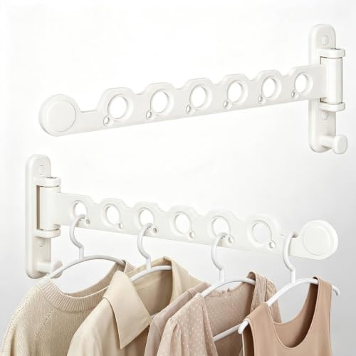 dancrul Wall Mounted Drying Rack Clothing Foldable for Laundry Room,White 2 Packs