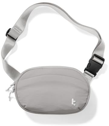 tomtoc Damen Bauchtasche Gürteltasche mit RFID Schutz, 1,5 Liter Klein Sling Bag Brusttasche Hüfttasche Handytasche Umhängetasche Crossbody Bag für Reise, Alltag, Festival, Sport, Wandern, Grau