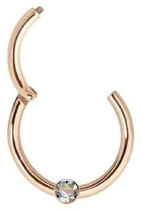 Generisch 41002-8 Anneau à clicker en or véritable 585 or rose véritable diamant intime, hélix, septum, conque, tragus, moderne, or rose, diamètre 8 mm, 1,0 mm x 8 mm, Or rose or rose or 585