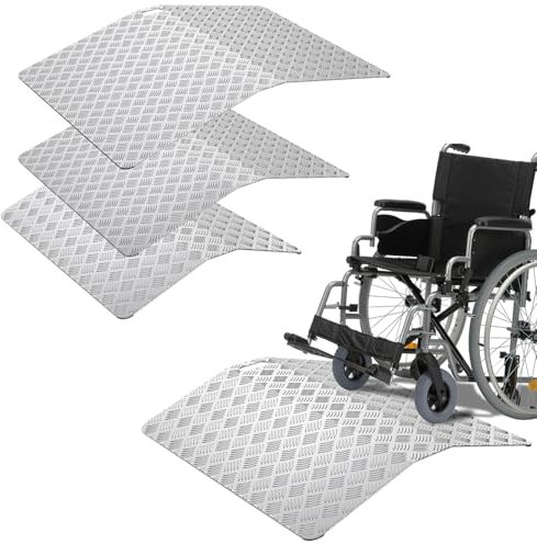 LZQ Türschwellenrampe Rollstuhlrampe Schwellenrampe,Aluminium Rampe Rollstuhl, Schwellenbrücke rutschfest,Bordsteinrampe Tragbare mit Griffe,Tragfähigkeit 270 kg (100 x 70 x 10 cm)