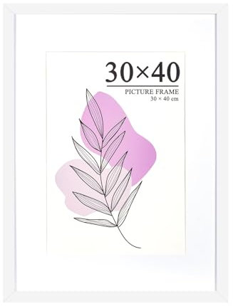 Baoee White 30×40cm Frames, photo frame with acrylic glass, Display Photo A4 with Mat, 30×40cm Certificate Frame for Table Top and Wall Mounting