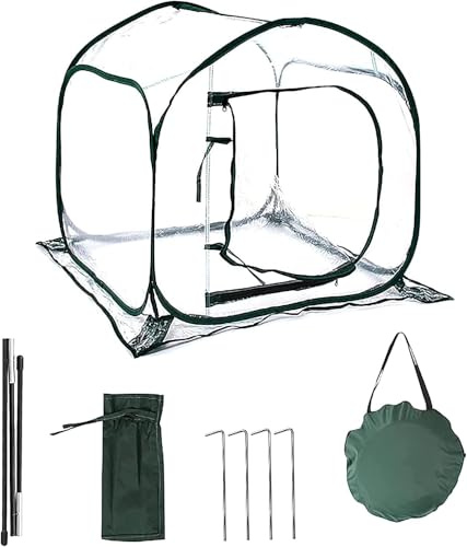 Hydrogarden Pop Up Gewächshaus Foliengewächshaus 80x80x80 cm - Treibhaus mit Reißverschluss Tür und Metallrahmen - Frühbeet Tomatengewächshaus Anzucht Zelt - Tomatenzelt durchsichtig, faltbar