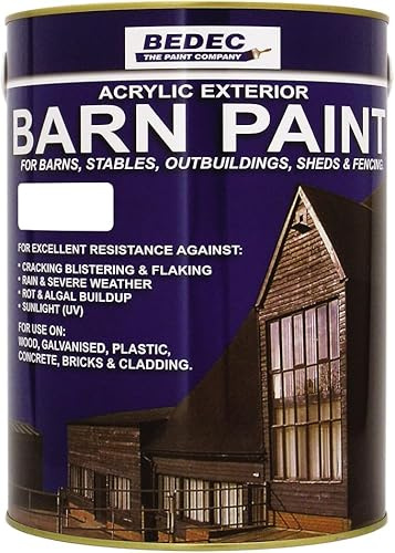 SuperGift.com 2.5L, White Semi Gloss Barn Paint, Durable, Weatherproof Pint for Exterior Wood, Metal & Cladding, Long Lasting Protection with a Smooth Semi Gloss Finish