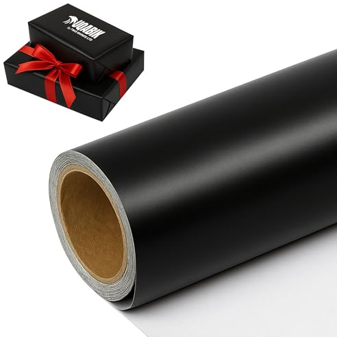 UQABIK® Black Wrapping Paper Roll - 10m x 44cm | Extra-Long Matte Black Kraft Paper with Durable Thickness - 80gsm | Matte Finish Gift Wrap for Arts, Crafts, Parties, Birthdays & Christmas